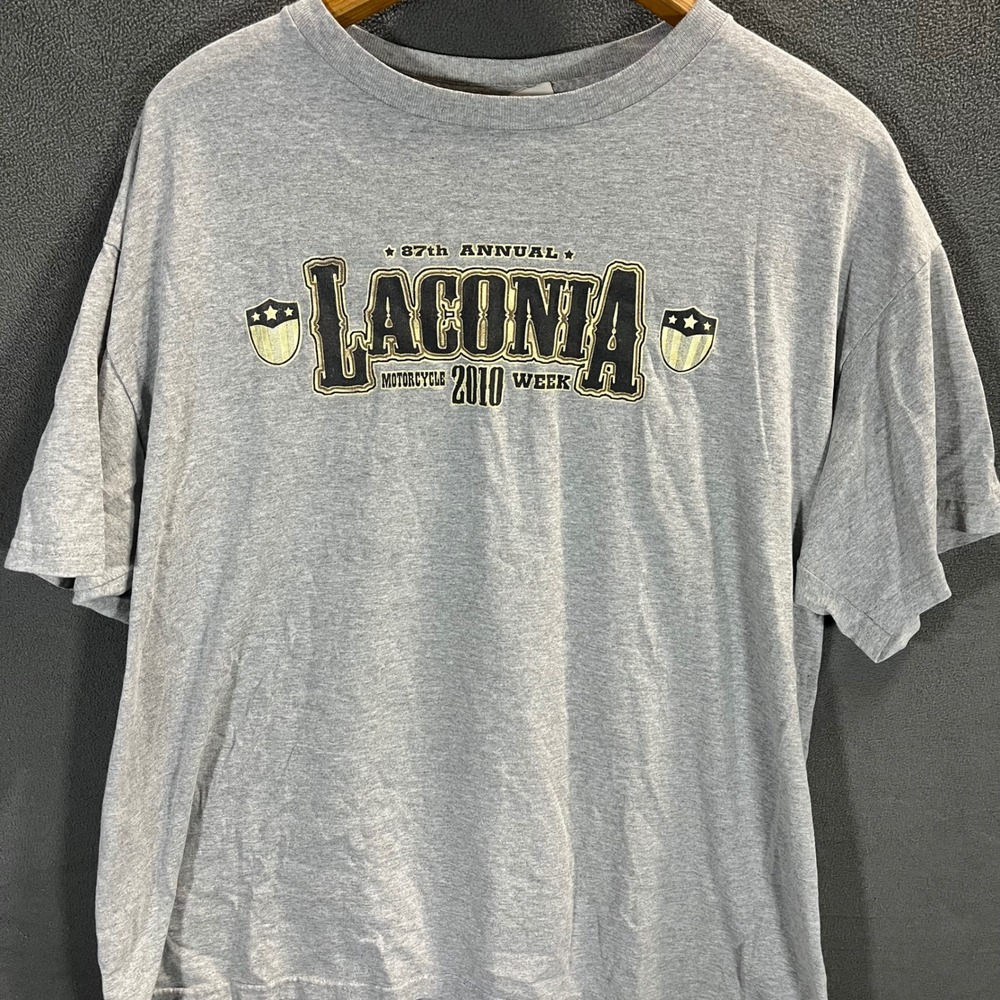 Laconia Motorcycle Week 2010 T-Shirt Mens XL Gray 87th Annual Biker Graphic Tee - Picture 3 of 5